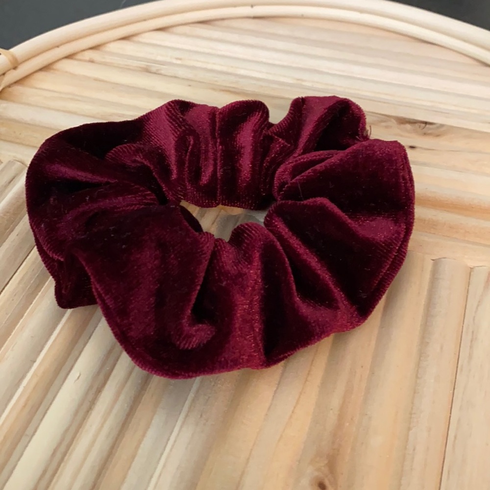 Dark red velvet scrunchie